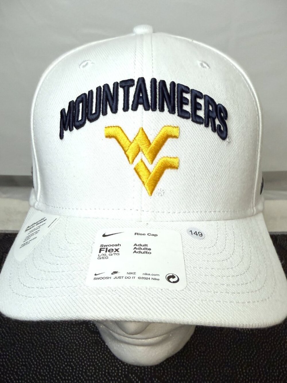 Nike West Virginia Mountaineers White DRI-FIT On Field Team Issue Cap Sz L/XL